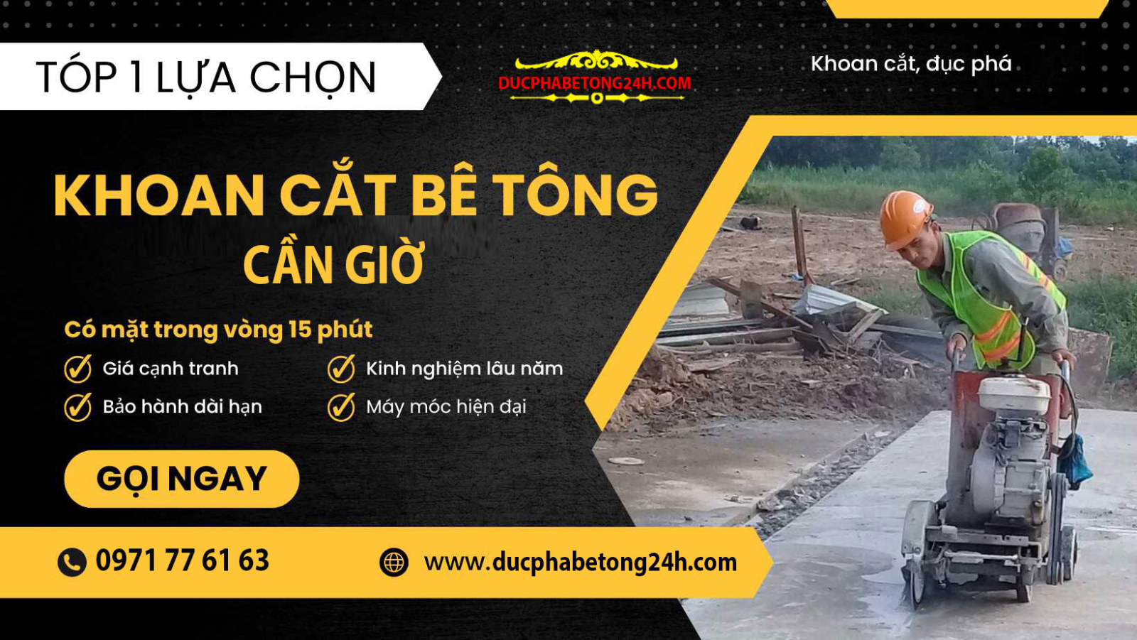 Dịch vụ khoan cắt bê tông Cần Giờ chuyên nghiệp, phục vụ tận nơi nhanh